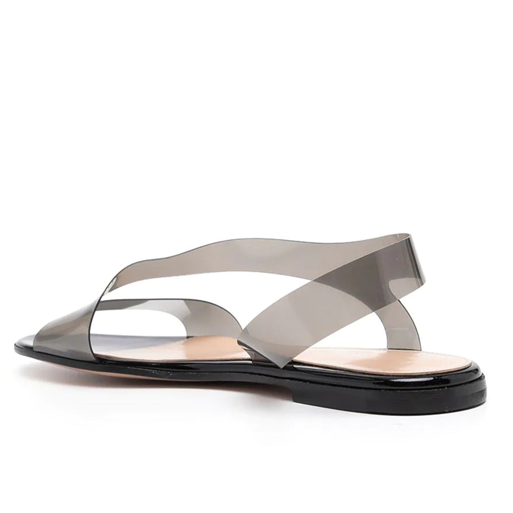 Women's Summer Casual Flat Sandals Light Weight Fish Mouth PVC Straps Slip-On Closure Fashionable EVA Insole Upper Ladies