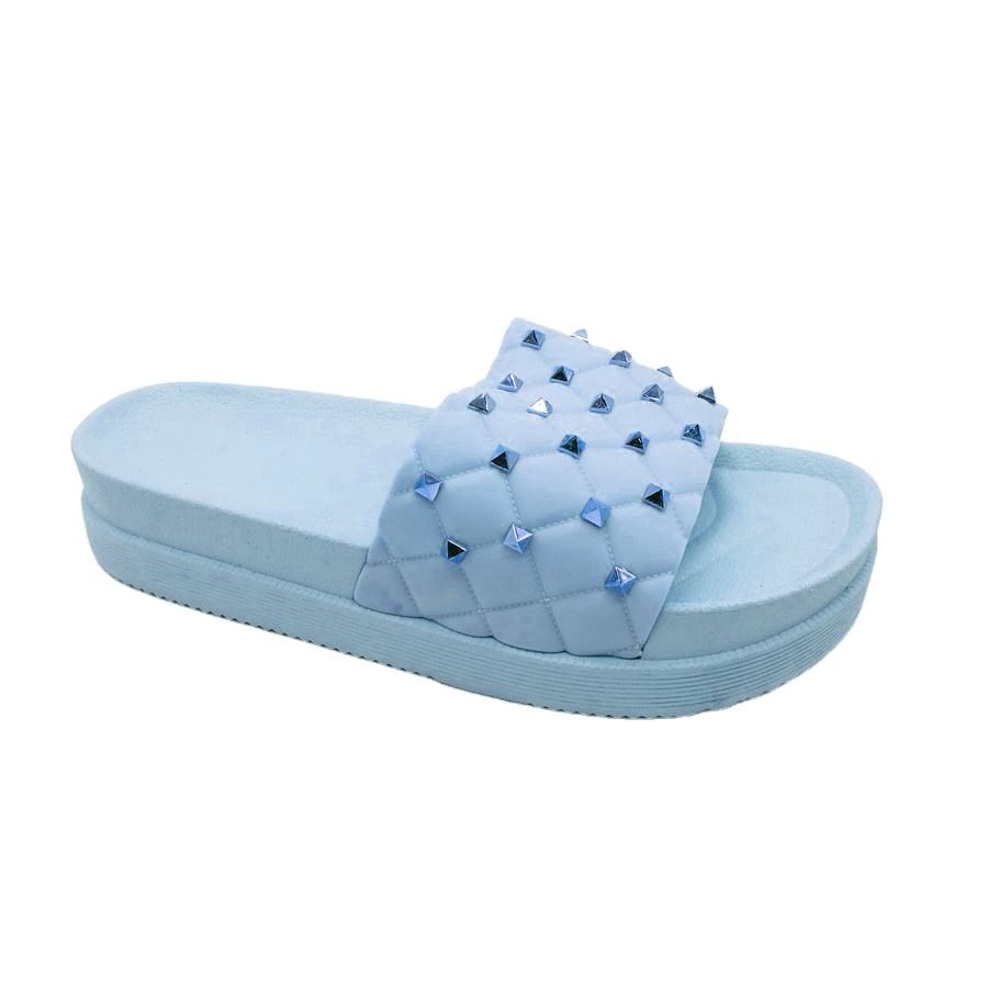 Women's Summer Open Toe Sandal Slippers Comfortable PU Insole with Rivet Fashionable EVA Insole Outdoor Wear Shoe