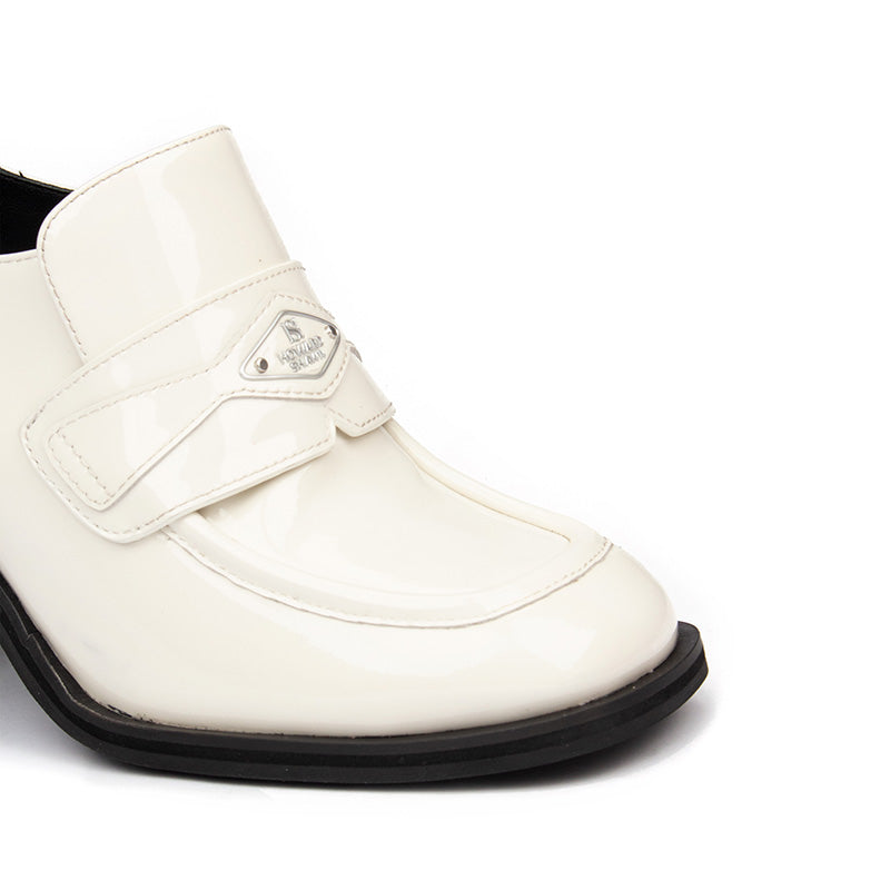 Fashion Girl's Patent Leather Single Color Heels Pumps Girl's Casual Outdoor Rubber Sole Square Heel Mules Heels