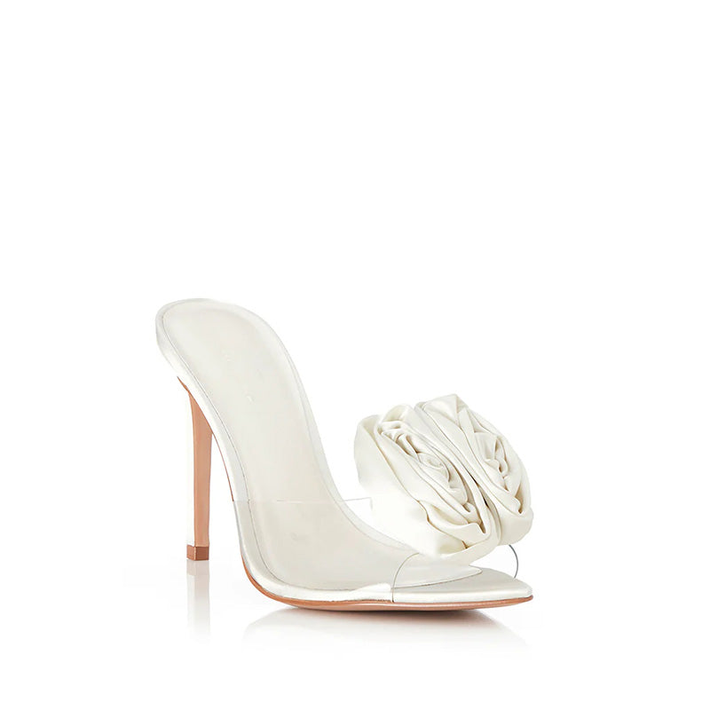 PVC Transparent Floral Slingback Heels Open Toe Stiletto Heel Sandals Breathable Insole Spring Autumn-Barefoot Friendly