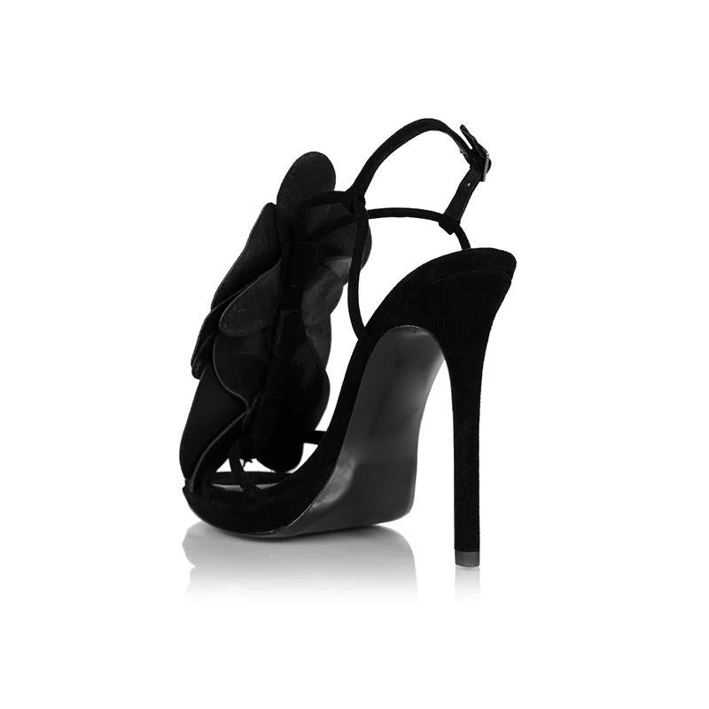Summer Women Sexy Catwalk Super High Heel Sandals Flower Lace Strap High Heels with Breathable Feature