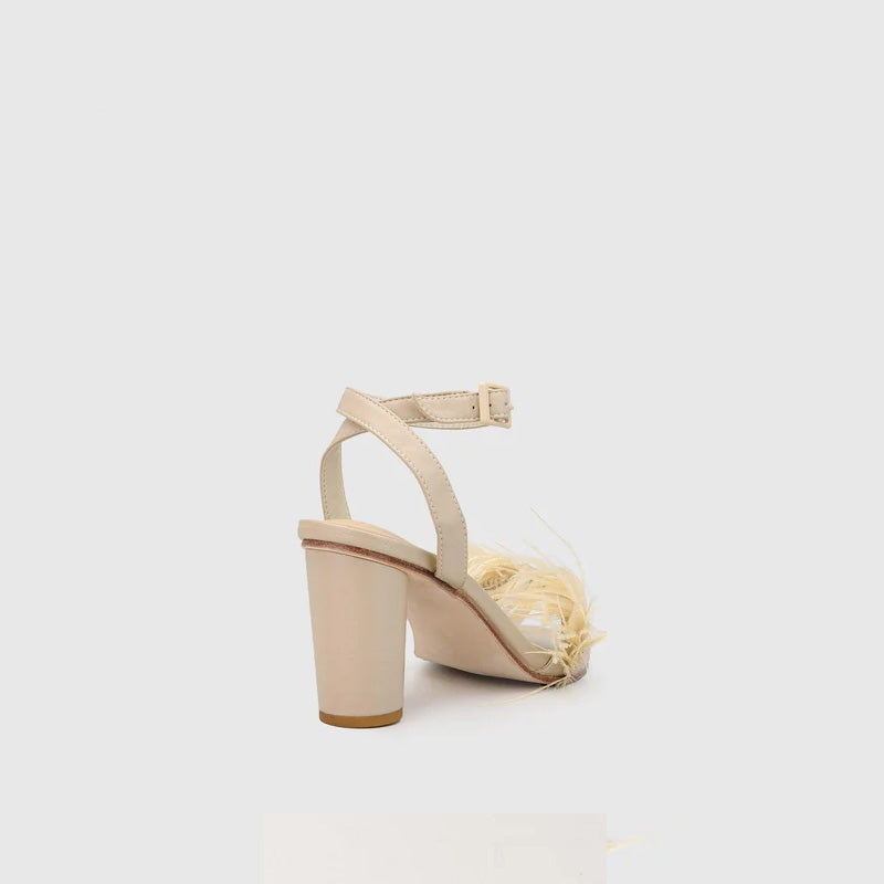 Muti-Color Donna Summer Sexy Sandals Piume Slingback Stiletto Feather Mules Kitten Heels Anti-slip Tacco Alto Piume Kitten Heels