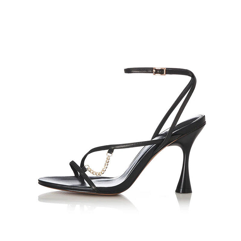2025 Ladies' Snake Print Leather Stiletto High Spool Heels Multi-Strap Open Party Sandals Women Summer Styles