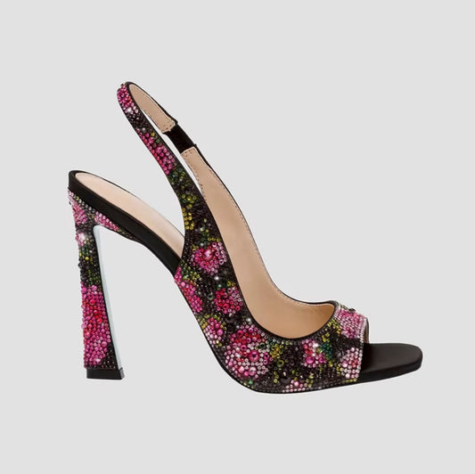 Sole Color Heels Pumps Women's High Heel Stiletto Pumps Sexy Peep Toe Blue Bottom Slingback Sandals Summer Dress Heels